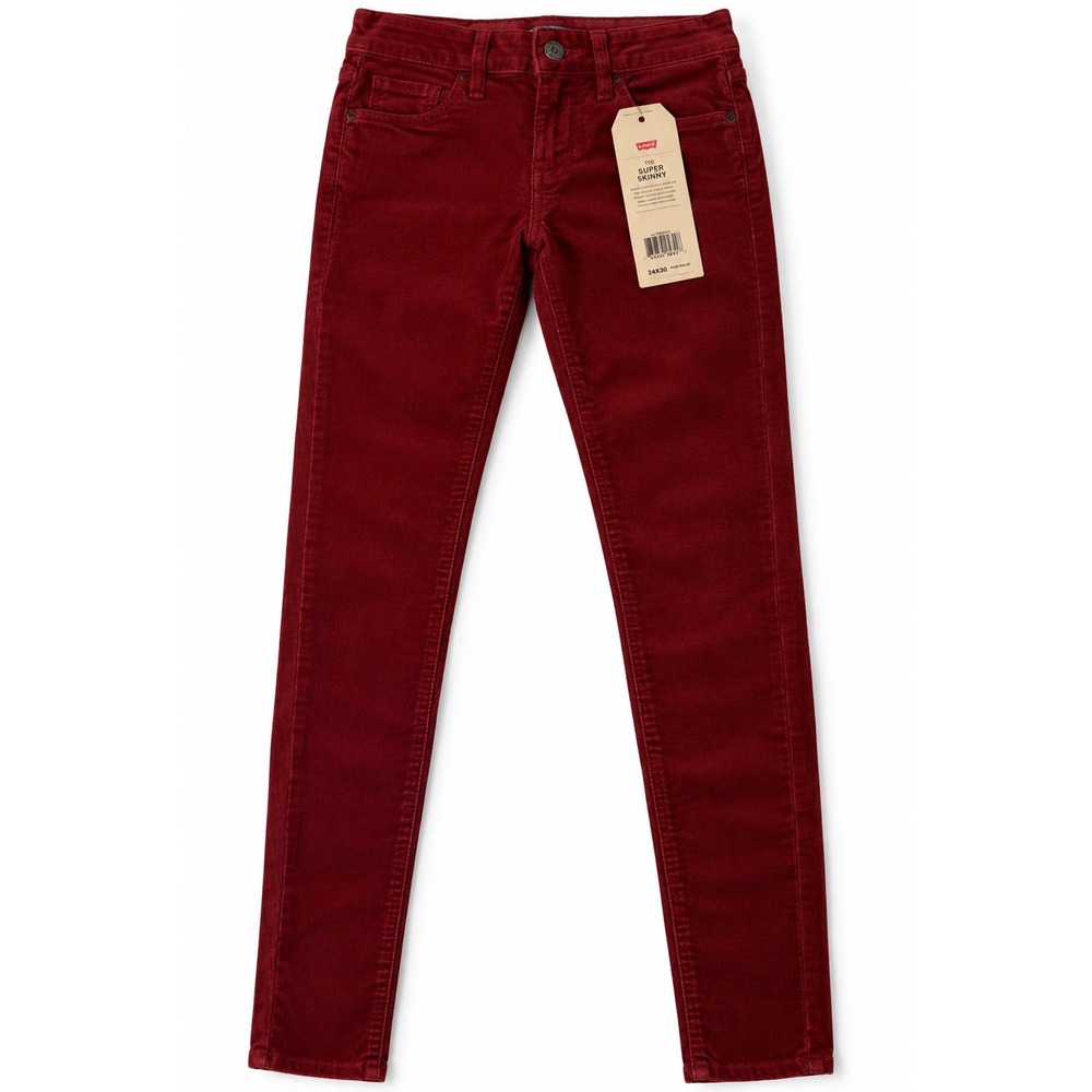 Levis 710 Super Skinny Corduroy Pants Burgundy Red Mid Rise 24x30 NEW